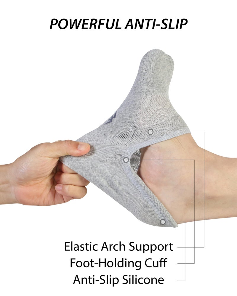 Pro Mountain No Show Socks Unisex Wide Toe Box For Health Y Heel Forefoot Size L Grey 4 Pack Cotton Cushion Footies Sneakers US Women 10-12 Men 9-11 - Image 2